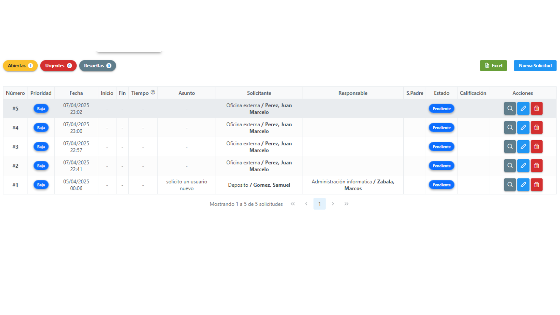 Capturas del sistema